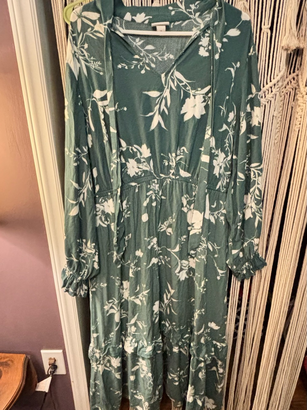 Ava & Viv Forest Green Floral V-Neck dress